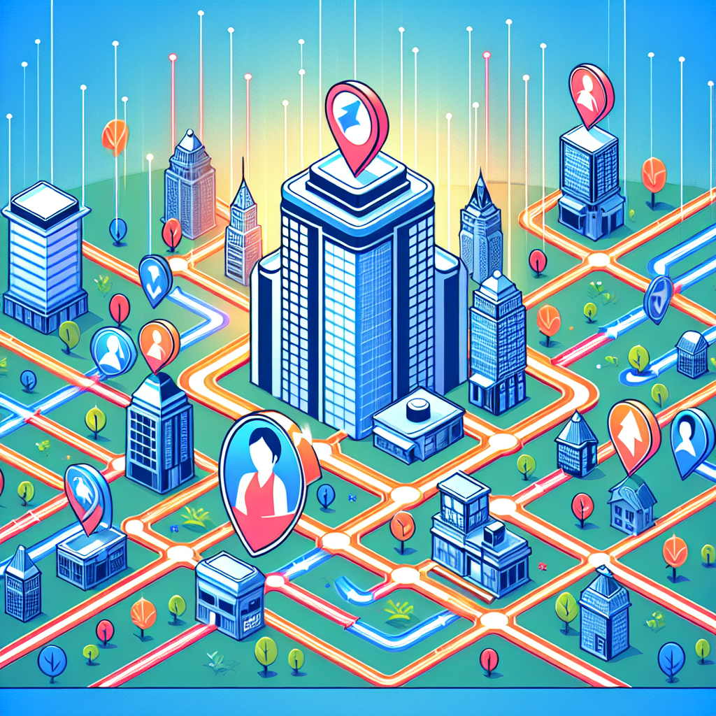 Visualize the concept of local backlinks boosting in an SEO context. Depict a bustling digital landscape, where a central, prominent building represents a website. Show various roads symbolizing backlinks winding through digital cityscape, leading to this building. These roads should originate from smaller buildings, representing local websites. Add directional arrows along the routes to signify traffic flow. Emphasize a diversity of traffic through icons representing different user profiles (Asian woman in business attire, Hispanic teenage boy with a cap, Middle-Eastern elderly man with glasses, Black woman in casual clothes), showing the efficacy of this strategy. Colors should be vibrant and attractive.